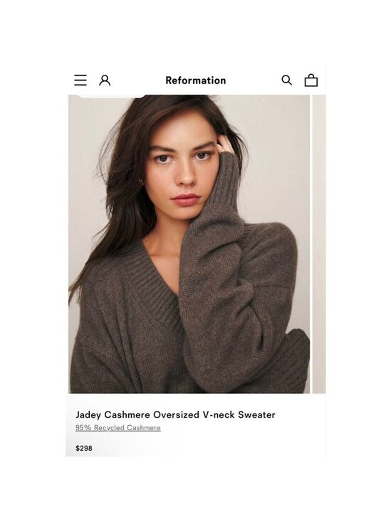 Reformation Sweaters - New Reformation Jadey Cashmere Oversized Vneck Sweater Brown XL! $298 on Revolve